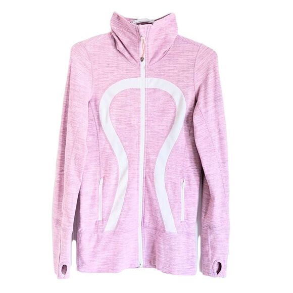 Lululemon Athletica In stride long pink zip up jacket pink striped size 4 B5 g - Picture 1 of 9